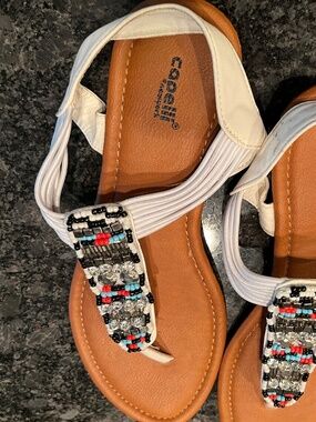 Capellis White with Rhinestones Ladies Sandals Size 8